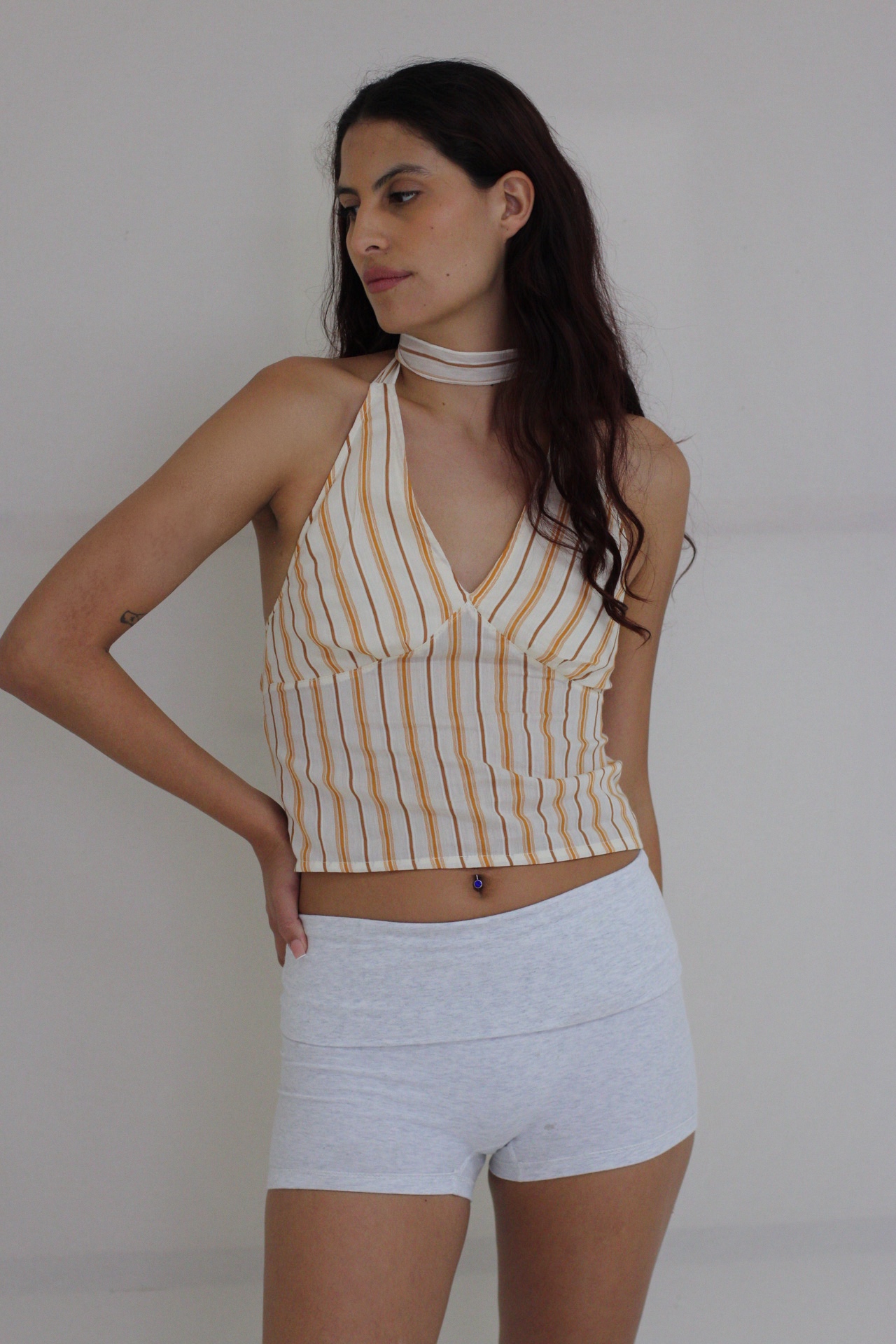 Matte summer 2026 striped linen top.