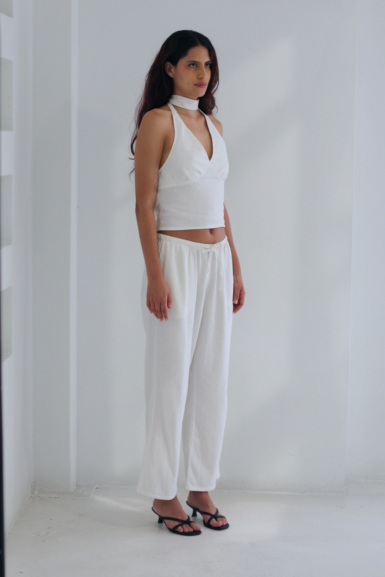 Matte summer 2026 white linen top.